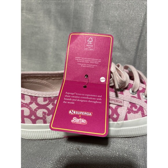 Superga x Barbie Collab Double Pink Denim Print Sneakers Women’s US 6 Canvas - Picture 11 of 12